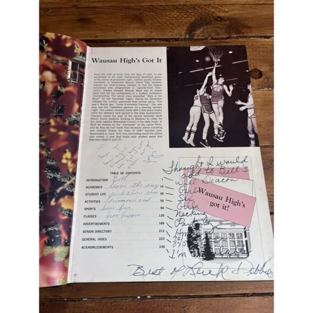 Wausau High School 1967 Wahiscan Yearbook Wausau, Wisconsin Vintage SIGNATURES‎